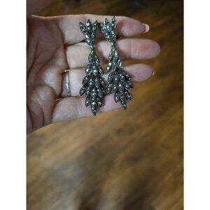 Art Deco Style Chandelier Marcasite Earrings Pageant Bridal Holiday